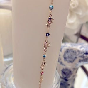 Elephants and Evil Eye Bracelet